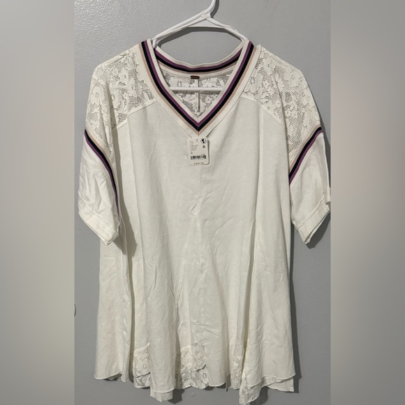 Free People Knockout Top - Ivory Combo Size Medium - Picture 4 of 8